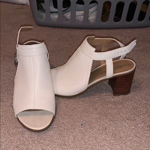 Franco Sarto White Leather Heeled Sandals